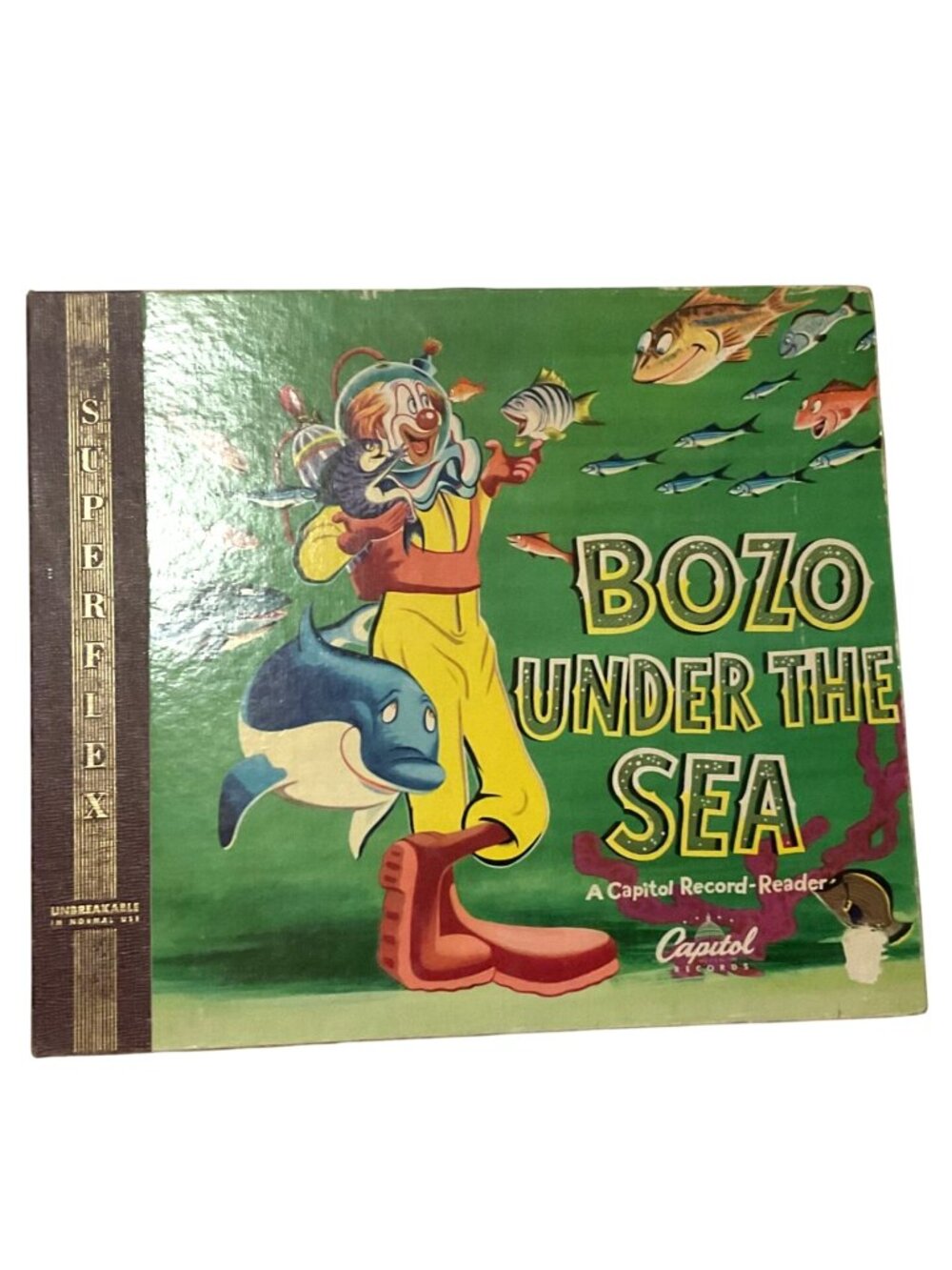 Vtg Bozo Under The Sea Vintage 78rpm Record & Book Capitol Superflex DBX-99